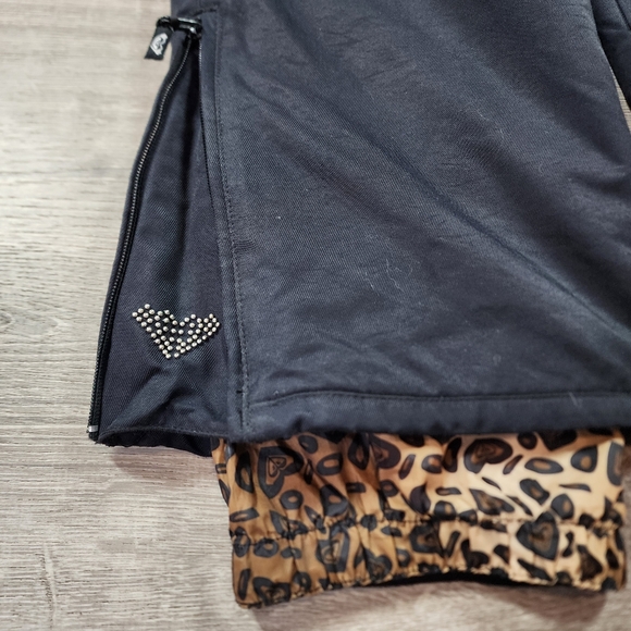 ROXY Black Animal Print & Studded Silver Logo Ski Snowboard Snow Pant Small - Picture 3 of 16
